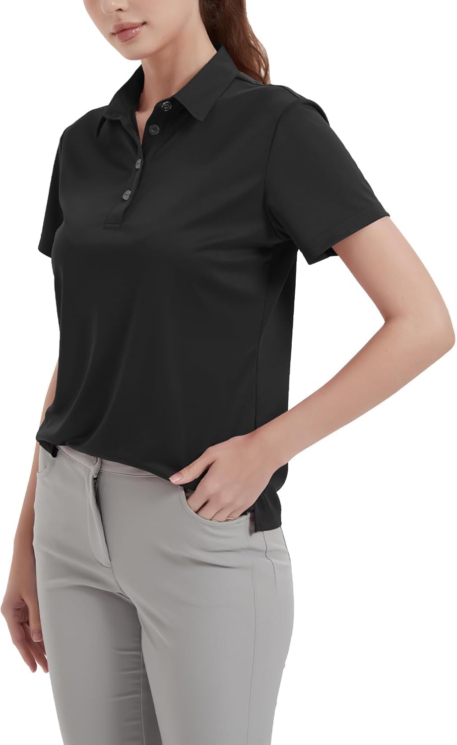 Women's Polo Shirts UPF 50+ Casual Work Quick Dry 4 Buttons Short Sleeve Collared Golf Shirt XS-4XL - Image 2