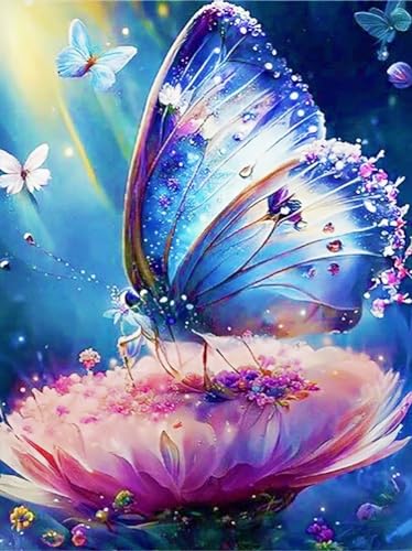 Amiiba Pre Printed Cross Stitch Kits for Adults Butterflies and Flowers 11ct Stamped Embroidery Kits 15.7×19.7 inch DIY Wall Art Decor for Beginners