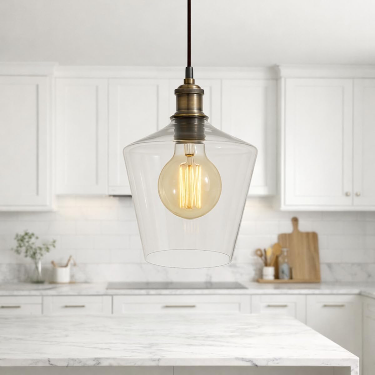 Cgc Lighting Cylinder Indoor Glass Bistro Adjustable Ceiling Pendant Light Lamp Shade (Cylinder)