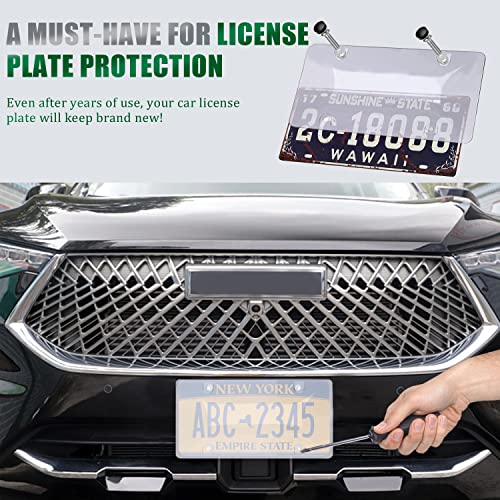 Jddry License Plate Cover Set,Us Vehicle Universal License Plate Cover, Front/Rear License Plates Covers,Bubble Design License Plate Holder With Screws & Caps(Clear,2Pack) #TOP4