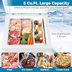 COSTWAY 5 Cu.Ft Compact Chest Freezer, Quiet Deep Fridge Freezer with 7-Gear Adjustable Temperature & Removable Storage Basket, Freestanding Top Open Door for Home, Kitchen, Apartment, White