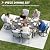 NATURAL EXPRESSIONS 7 Piece Patio Dining Table Outdoor Furniture Set for 6, 4Pcs Fixed and 2Pcs Swivel Patio Dining Chairs with Olefin Cushions, 65”Large Dining Table with Umbrella Hole