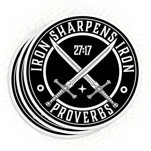 (3Pcs) Iron Sharpens Iron Sticker Proverbs 2717 Stickers Bible Christians Die-Cut Waterproof Vinyl Sticker for Laptop Water Bottle Phone Kindle Decal Stuff Gifts for Her Him 2 Inches
