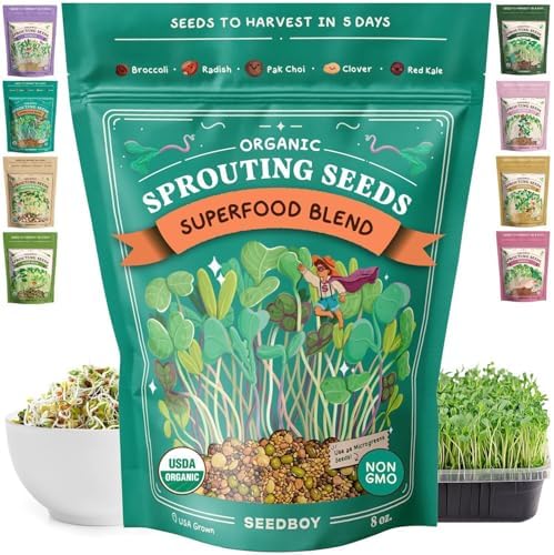 Seedboy Organic Non-GMO Sprouting Seeds, Superfood Blend - USA Gr...