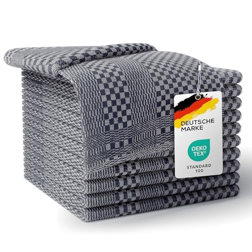 LEFUNDA® Lot de 10 Torchons de Cuisine Vaisselle De Qualité Supérieure 100% Coton, 220 GSM, Très Doux et Super Absorbant, Facile à Laver, 50x70cm (Gris,...