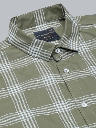 Image of Majestic Man Slim Fit Cotton Casual Check Shirt for Men