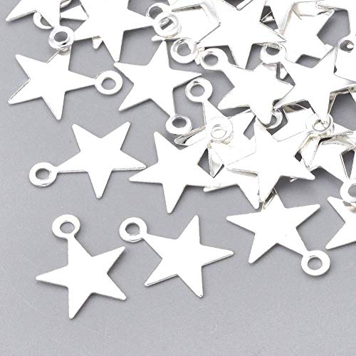 100 pieces jewellery pendants for crafting metal pendant set, metal pendant star, silver charm pendant for jewellery chains, bracelets - Image 2