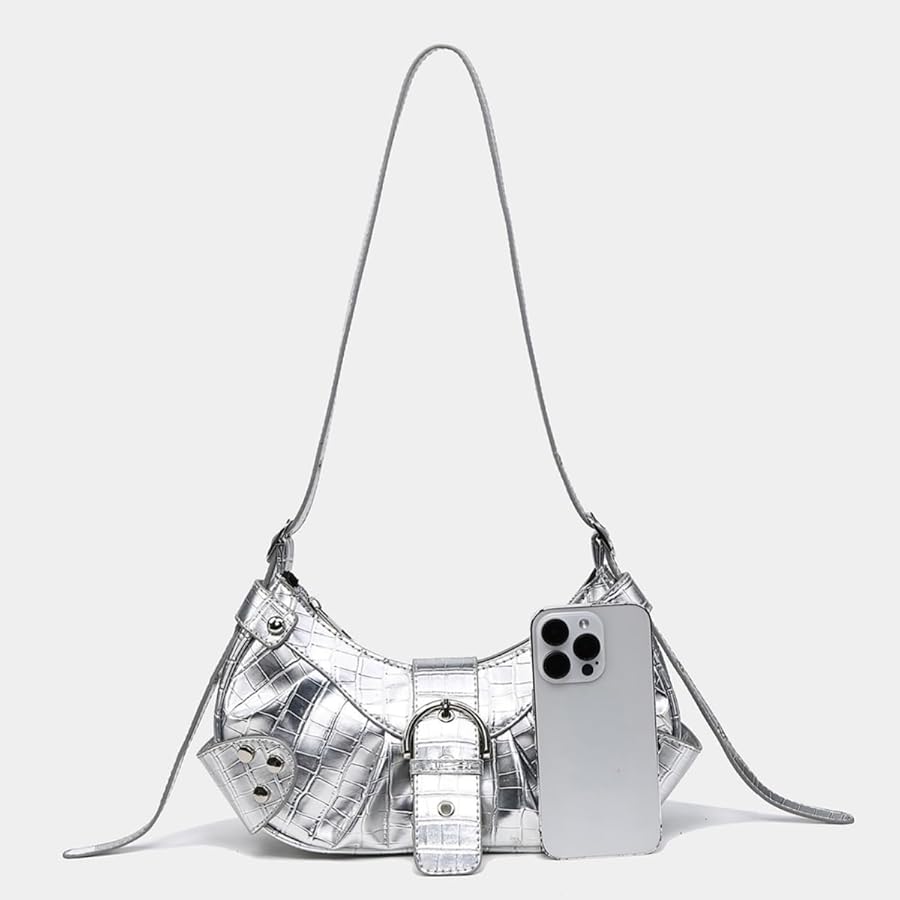 Amazon.com: MadGrandeur Small Silver Purse for Women, Y2k