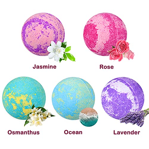Bath Bombs Gift Set For Women, 5 Color Large Bubble Bathbombs Essential Oil With 4Pcs Scented Candles, Fizzy Spa For Moisturizing Skin, Idea Valentine's, Birthday Gifts For Wife Mother Friends Kids #TOP1