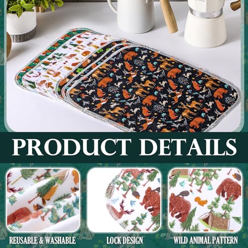 Image of Redbaker 30 Pcs Reusable Paper Towel Paperless Towel with Cardboard Roll Reusable Cloth Paper Napkins for Kitchen Washable Napkins Fit on All Holder Roll Home Household Clean(Animal,10 x 12 in)
