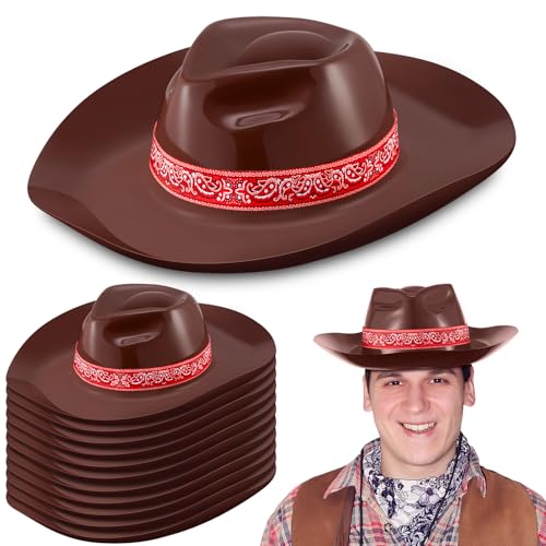 Image of Xtinmee 12 Pieces Cowboy Hats Bulk Adult Cowboy Hats Party Pack Western Cowboy Hat Costume Accessories Western Rodeo Party Supplies
