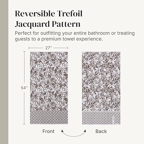 Image of Modern Threads 6 Piece Bath Towel Set - Bathroom Set with 2 Bath Towels, 2 Hand Towels, and 2 Wash Cloths - 100% Cotton, Super Absorbent & Extra Soft - Reversible Botanical Vine (Taupe Brown)