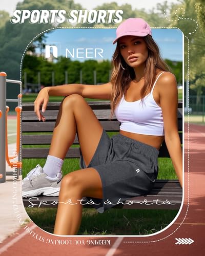 Neer 3 Pack Women's Quick Dry Shorts Women Drawstring High Waisted Bermuda Athletic Shorts with Pockets4