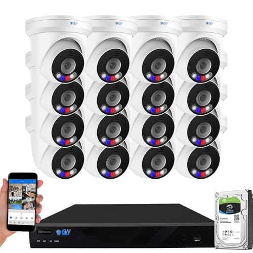 Image of GW Security 32 Channel NVR UltraHD 12MP 4K @30FPS Face /Human /Vehicle Detection PoE Security Camera System with 16 x 12MP (4512x2512) IP Microphone Outdoor & Indoor AI Dome Cameras, Color Night Vision