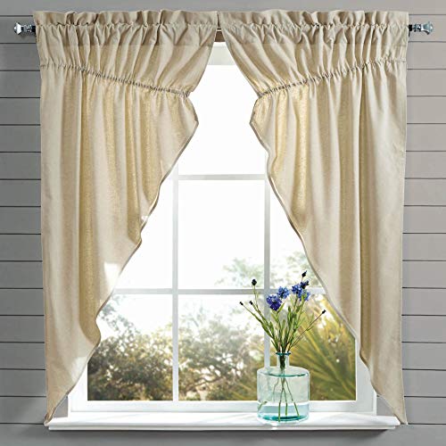 Piper Classics Farmhouse Prairie Curtain Gathered Swag Curtain 63 Long Beige Farmhouse or Country Decor Curtain