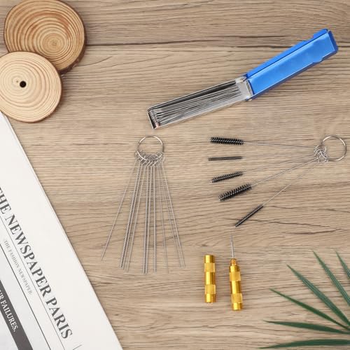 Image of Gosknor Carburetor Jet Cleaning Kit, Torch Tip Dirt Cleaner Set 13 Wires 10 Needles 5 Brushes 1 Pick Tool Kit Suitable for Auto Motorcycles ATV Welder Lawn Equipment Accessories