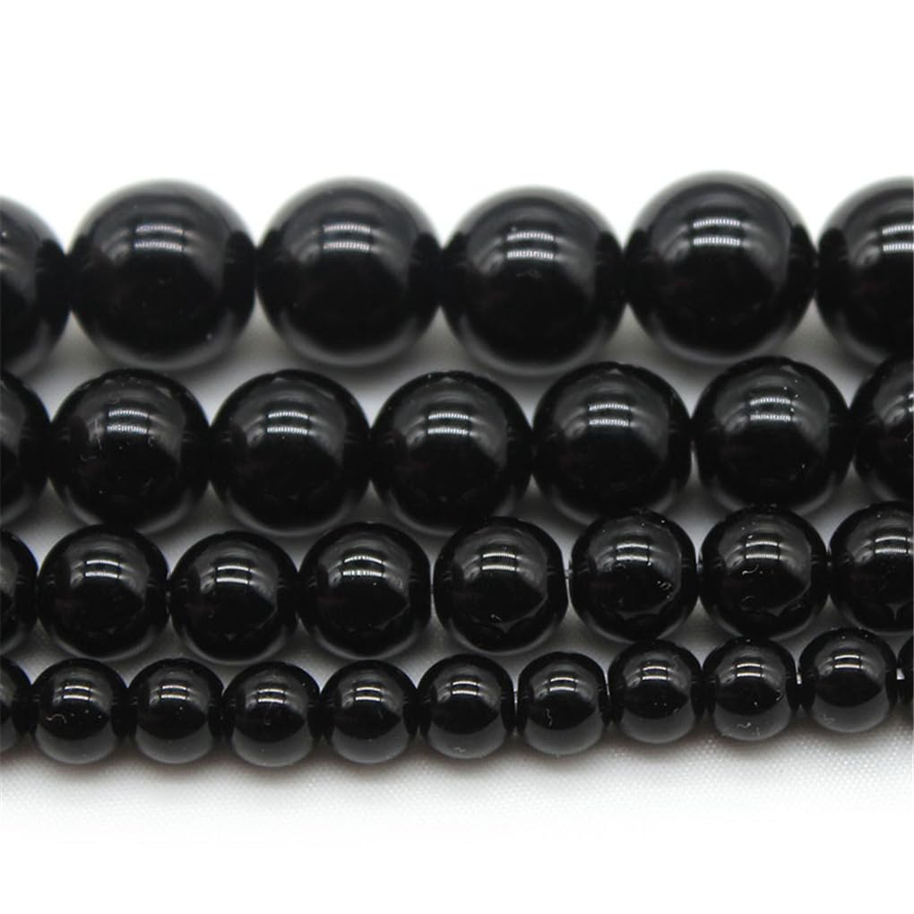Perles de cristal noir en pierre naturelle rondes en vrac pour fabrication bijoux DIY