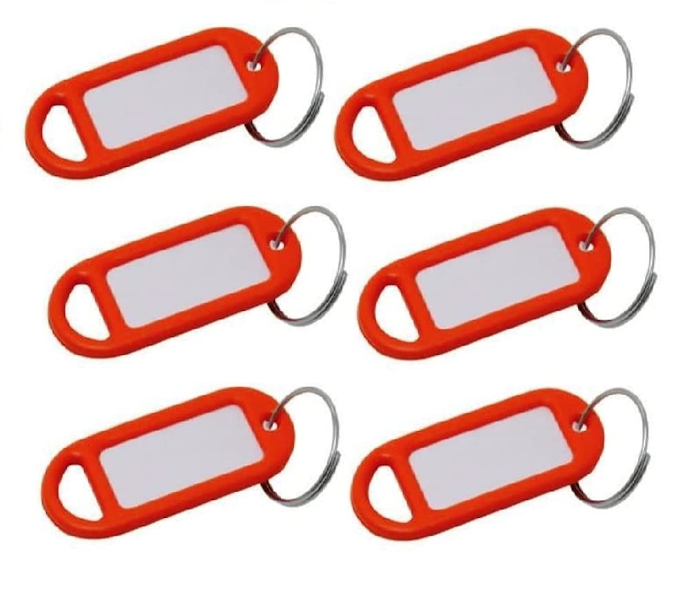 Merriway Orange Bh02567 (20 Pcs) Key Ring Luggage Tags With Labels - Pack Of 20 Pieces