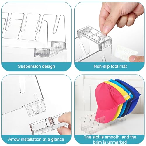 EACHPT Cap Stand für Baseball Caps,2 Stück Transparent Kappenhalter,Desktop Cap Halterung für 14 Baseball Caps,Hutständer für Baseball Caps Display Organizer