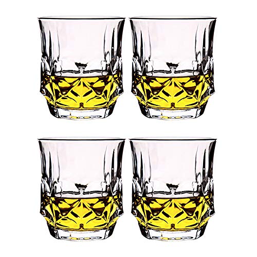 BarSoul Vasos de whisky tallados con forma única de cristal, juego de 4 Cover