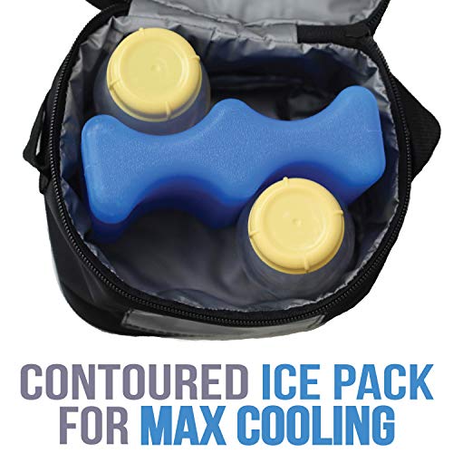 Zohzo Breastmilk Compact Cooler Bag with Ice Pack - Insulated Breast Milk Cooler with Accompanying Wet/Dry Bag (Black) - Thumbnail 4