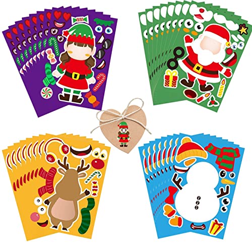 Crianças Puzzle Adesivos de Natal - Etiqueta de quebra-cabeça de Natal Matching Game Toy com olhos,