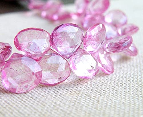 Perles de topaze rose 10.5mm facettées en cœur briolette LKBEADS pour création bijoux
