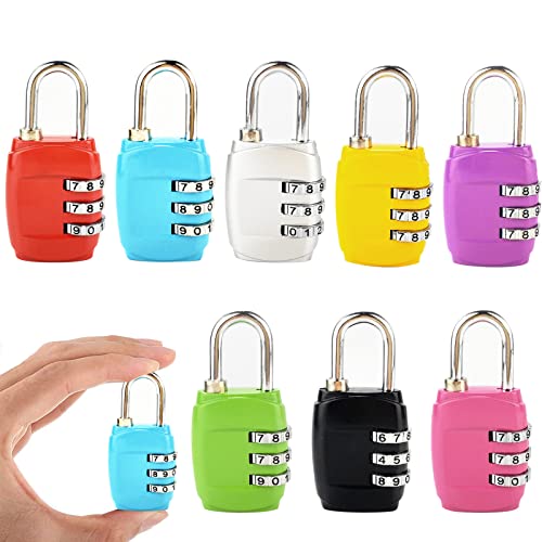 SPOKKI Lot de 8 verrous de valise avec code à combinaison à 3 chiffres, corps en alliage pour casiers de gym, bagages, valises Cover