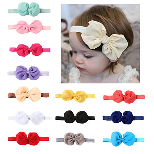 MUUZONING 14 PCS Bebe Lindo Banda de pelo,0-4 años de edad Niños Niñas Diadema Turbante Cintas para El Pelo Accesorios Cabello Gorras Elásticas Algodón Caliente de Punto Arco Venda Vinchas #2 Cover