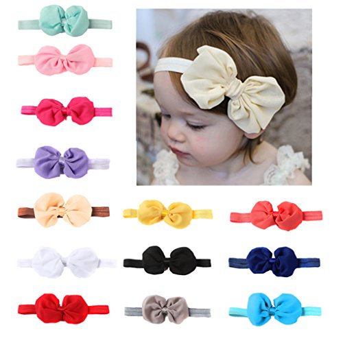 MUUZONING 14 PCS Bebe Lindo Banda de pelo,0-4 años de edad Niños Niñas Diadema Turbante Cintas para El Pelo Accesorios Cabello Gorras Elásticas Algodón Caliente de Punto Arco Venda Vinchas #2