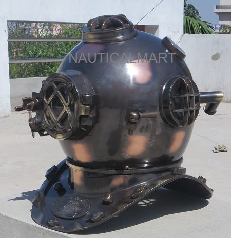Black Antique US Navy Mark V Diving Divers Helmet