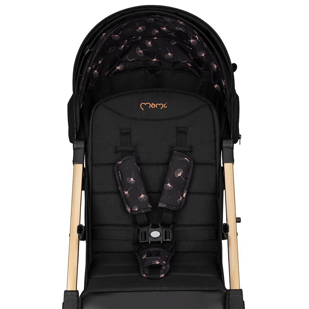MoMi ESTELLE DAKAR a partir de los 6 meses (hasta 22 kg), silla de paseo plegable con arnés de 5 puntos, cesta de la compra, barra telescópica, se mantiene de pie plegada