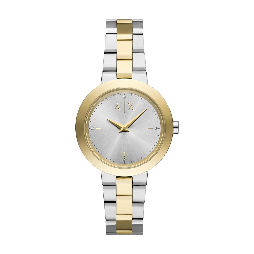 Armani Exchange Watch for Women, Quarz Zweizeiger Uhrwerk und 36mm Gehäusegröße mit Edelstahl- oder Lederarmband