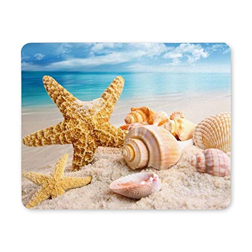 Cojín de ratón del Juego, cojín de ratón Estrellas de mar y Seashells en el cojín de ratón de la Playa con la Base Antideslizante