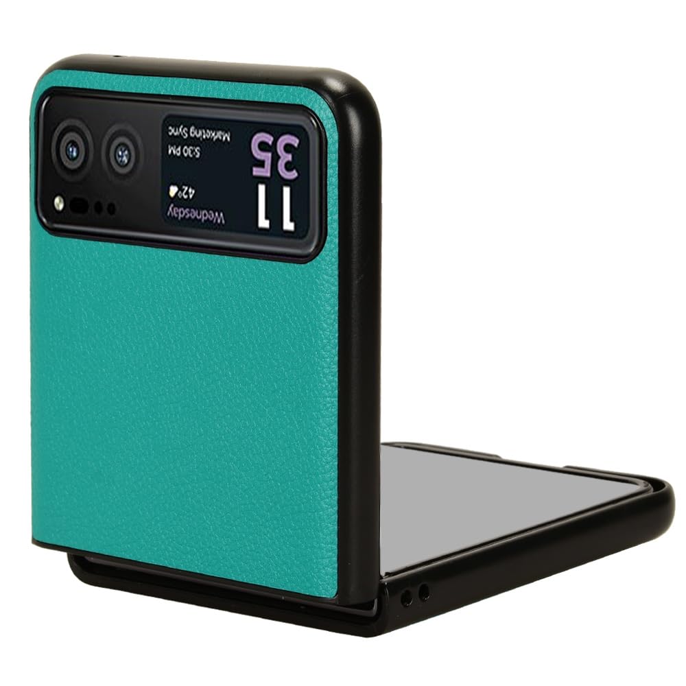 COQUE Adatto per Motorola RAZR 40 Caso, Motorola RAZR 40 Lychee Modello Carta Slot Custodia del Telefono(Verde