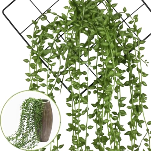 Image of Artificial Vines Fake Greenery Garland Willow Leaves Faux Hanging Plants Trailing Weeping Ivy Drooping Hanging Vines Faux Plants Realistic Home Office Christmas Holiday Decor (1, Design1)