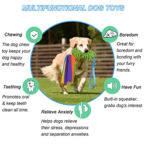 Tekcam Hundespielzeug Mop Bungee Tug Spielzeug mit Squeaky, Zerrspielzeug Hund mit Bungee Griff Chaser Spiele Pull Tugger Spielzeug Kauspielzeug füR Kleine Mittlere GroßE Hunde Training Agility