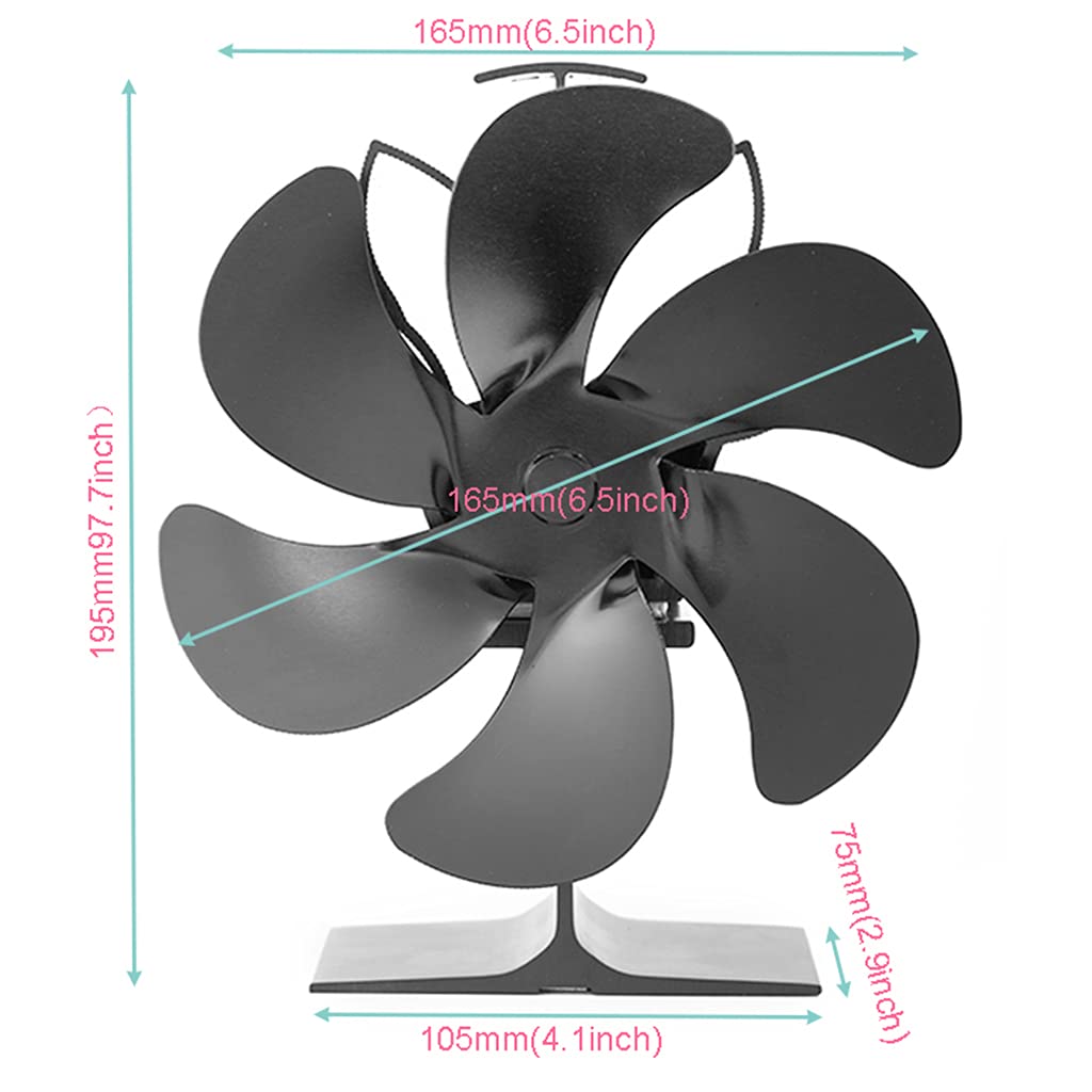 Calentador Estufa con ventilador, chimenea, leña, circulación de aire caliente, 6 aspas, ideal regalo para hogar, familia, estufa, ventilador, funciona con calor, sin necesidad de batería ni