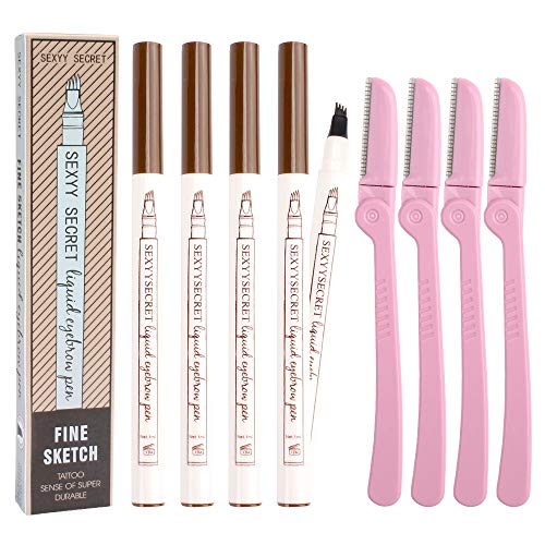 Kicosy 8 Pcs Eyebrow, Liquid Eyebrow Pencil, The Perfect Eyebrows With a Micro-Fork Natural Looking Brows Effortlessly and Stays on All Day
