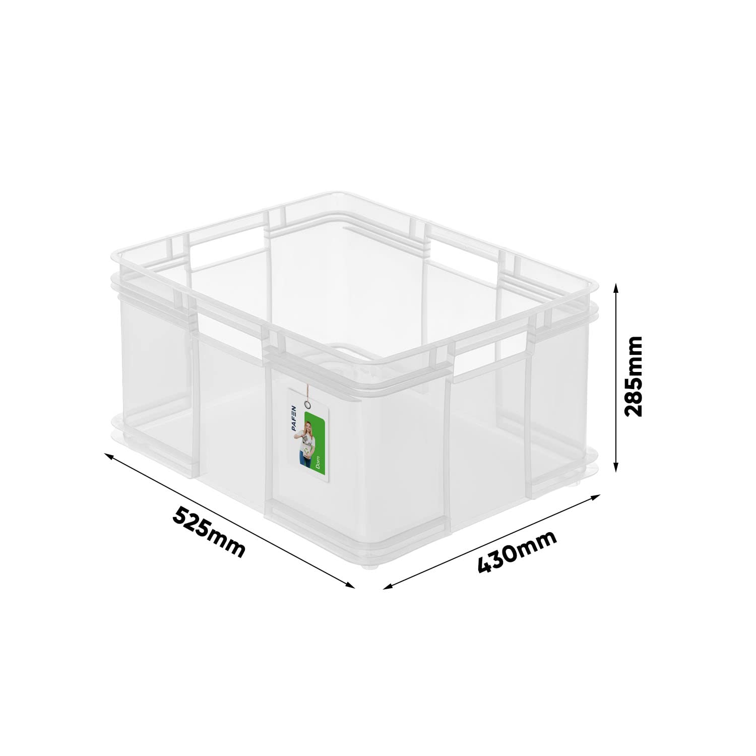 PAFEN 3x Euro Stapelbox 54l - 52,5 x 43 x 28,5 cm – Aufbewahrungsbehälter Euro-box Transparent Stapelkasten Transport Eurobehälter aus PP