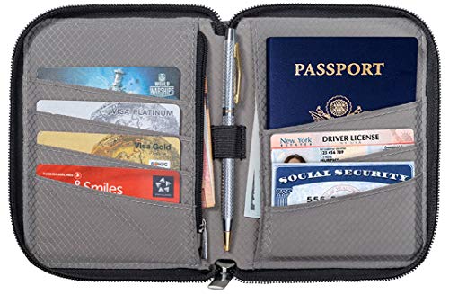 Valante Compact Travel Passport Wallet Ultra Light RFID Protected (Gray)