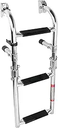 Escada dobrável de aço inoxidável 304 com 3 degraus, pontão, escada, degraus de doca dobrável para pontão de piscina