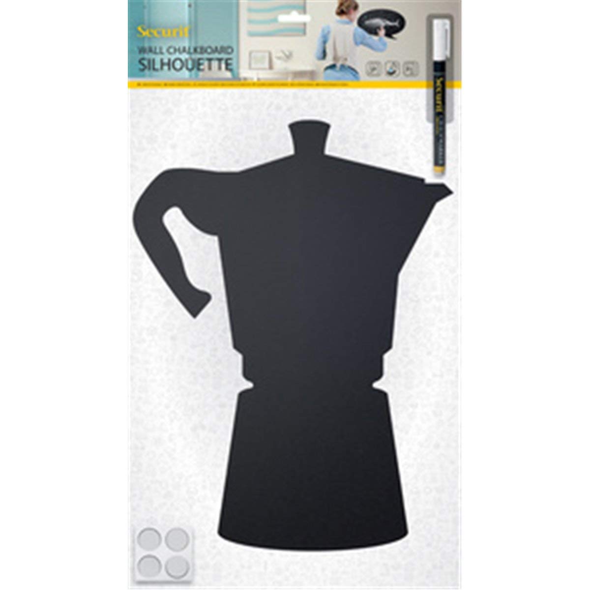 Securit Silhouette Moka deska do pisania kredą, czarna, 53 x 31 x 0,26 cm, plastik, 53 x 31 x 0,26 cm