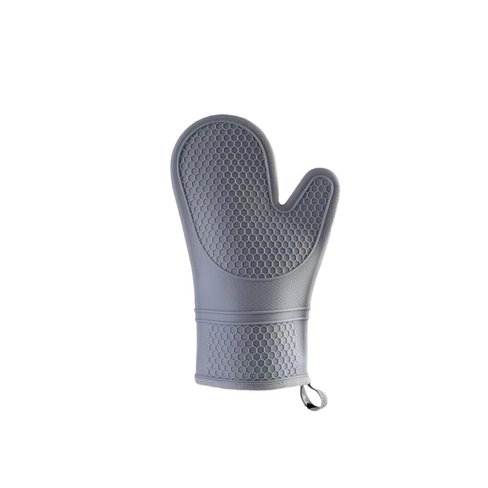 Mitaines de four en silicone anti brulure avant bras avec coton long gris
