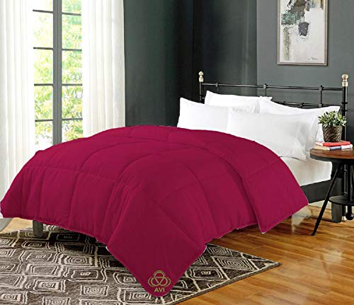AVISoft Micro Polyester AC Quilt 200 GSM Double Bed Comforter/Blanket/Duvet for Summers-90x100 Wine