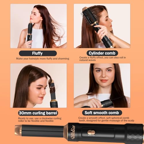 Foto von 6 in 1 Airstyler Haarstyler Warmluftbürste Set, Negativ Ionen Haartrockner mit föhn, Air Lockenstab, Rundbürstenföhn, Glättbürste, Stylingbürsten, Air Styler Thermal Brush
