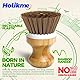 Holikme 3 Pack Geschirrbürsten Palm Brush Dish Scrubber Bamboo Round Natural Scrub Brush Cleaning Kit für die Reinigung von Töpfen, Pilzen und Gemüse, Braun