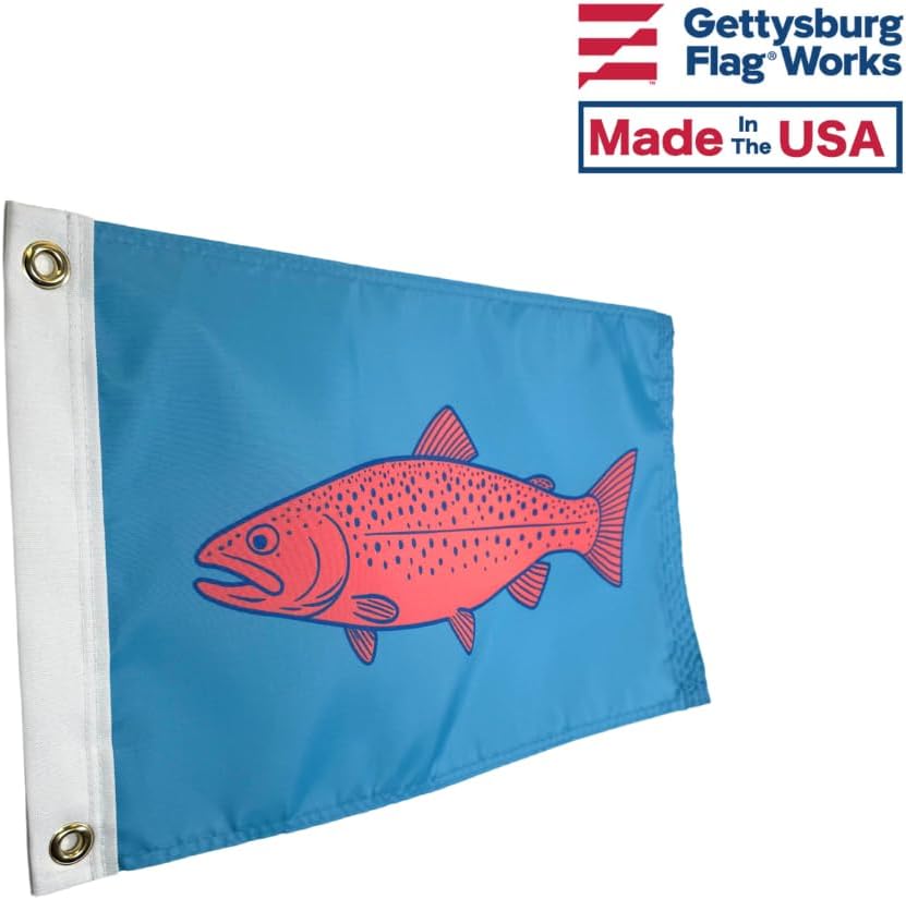 12x18" Rainbow Trout Fishing Boat Flag, Freshwater Fish Flag Collection, Made in USA by Gettysburg Flag
