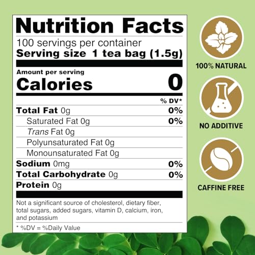 Image of VAHDAM, Moringa Tea (100 Tea Bags)| Caffeine Free, Non-GMO, Indian Origin, Eco-Friendly Individually Wrapped Tea Bags