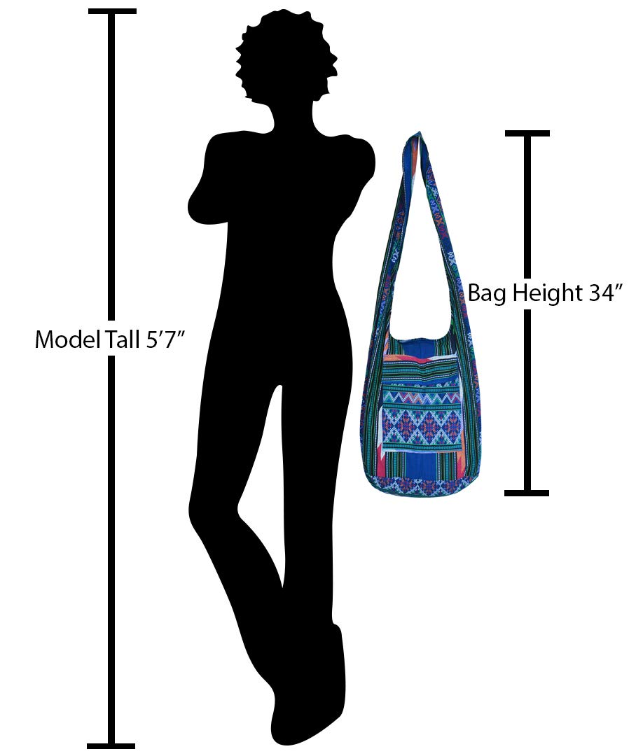 Your Cozy Boho Crossbody Bag for Women – Handmade Cotton Sling Bag Lightweight Unisex Travel Purse with Zipper: Tribeblue